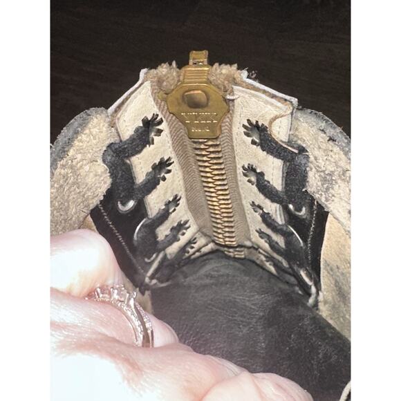Vtg Vietnam Issue Black Leather Military Combat Jump Boots w/ Zippers SZ 7.5 Men main image 5
